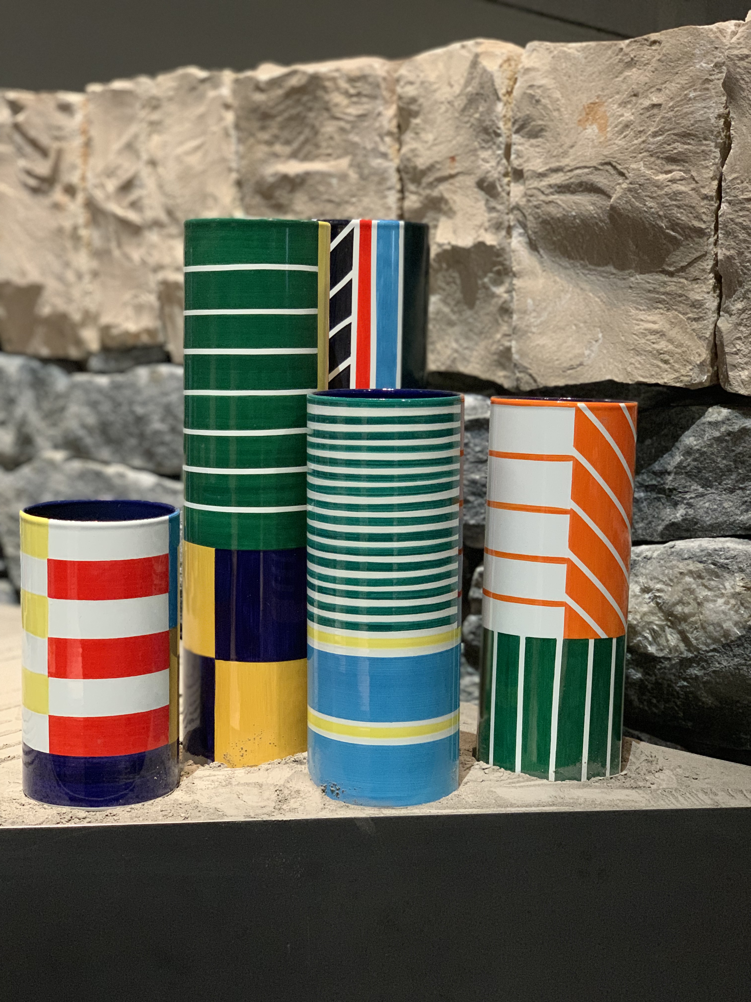 Coloured ceramic vases