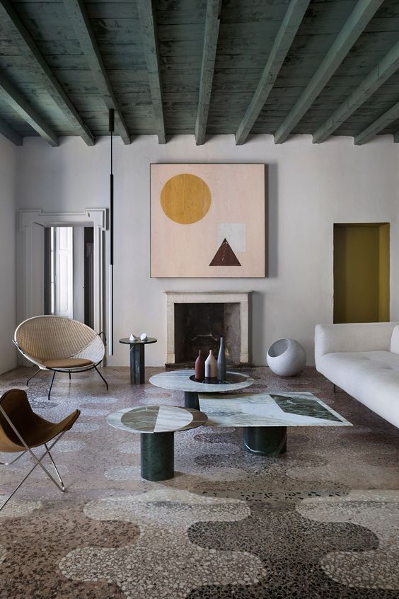 Living room view of Casa Salvatori in Milan