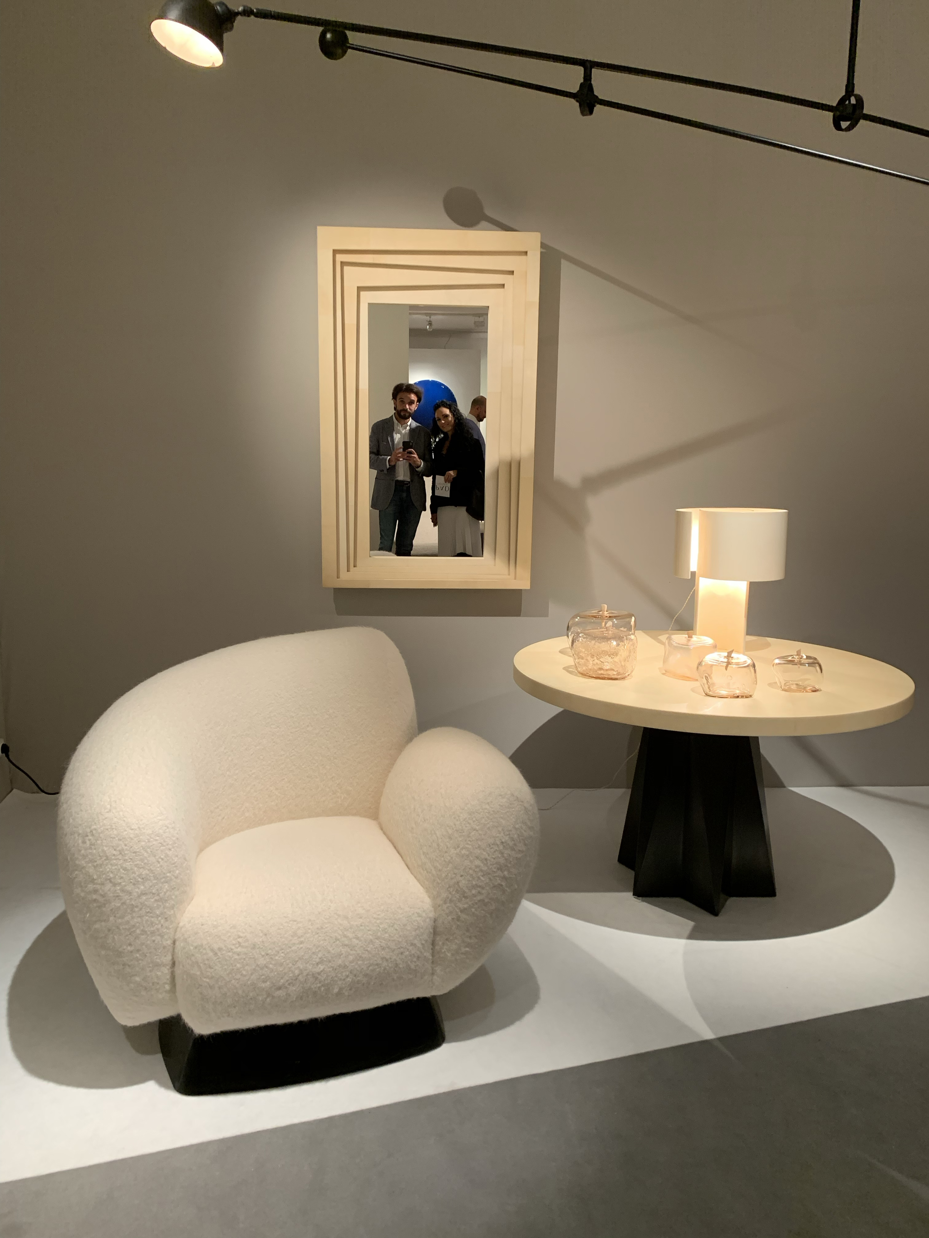 Armchair mirror and Table interior design in London